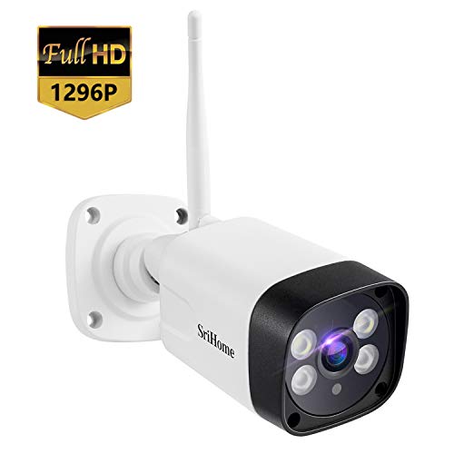 Srihome 1296P 2K WLAN IP Kamera Überwachungskamera Aussen PIR Bewegungserkennung Wasserdicht mit Nachtsicht, Zwei-Wege-Audio, Micro SD Kartenslot ONVIF Outdoor Bullet Kamera kompatibel mit IOS/Android