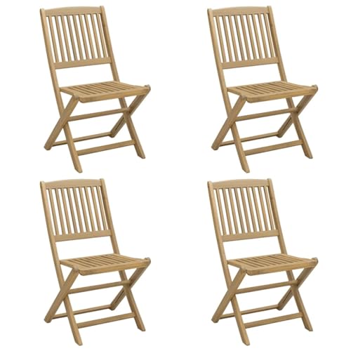 Chaises de jardin pliantes pour vos repas sur la terrasse : Lot de 4 fauteuils en acacia résistant