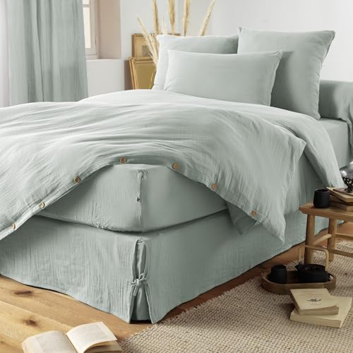 Taies d'Oreiller 60x60 cm en Double Gaze de Coton Premium GAÏA Eucalyptus - 4