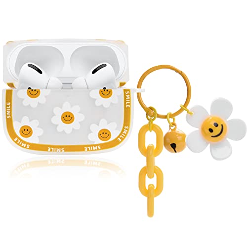 Cute Airpod Pro Case With Smile Daisy Flower Ornament Keychain Silicone Protective Cover Compatible With Airpods Pro For Women And Girls #TOP1