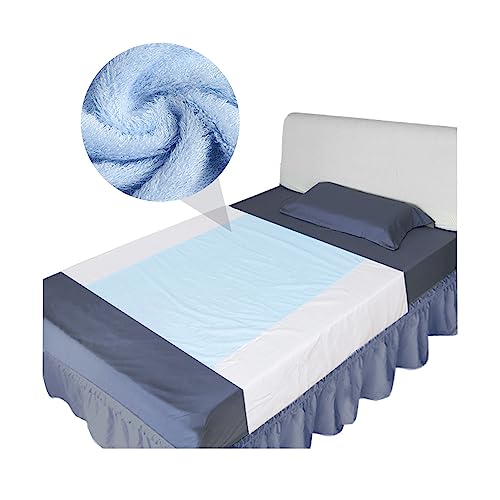 Almohadilla de cama impermeable lavable azul que frena fugas de orina nocturnas 2