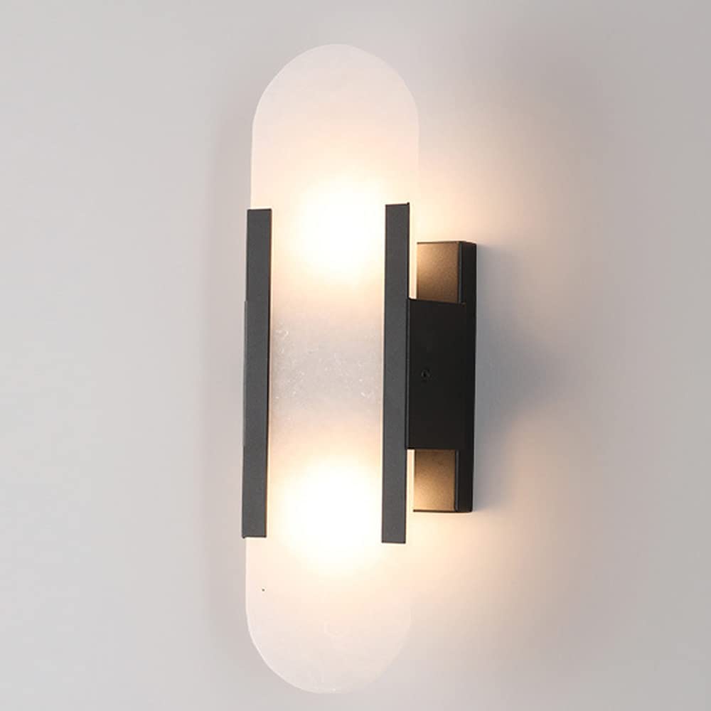 Fazrpip B Marble Wall Sconces Up And Down Wall Light And Sconce, Gold/Black Finish Suitable For Edroom, Living Room, Hallway, Hotel, & Indoor Wall Mounted Edside Lamps