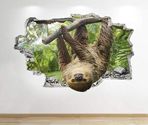MOA Pegatina de pared M327 PEGATINA DE PARED SLOTH 3D LOOK-BEDROOM LOUNGE NATURE ANIMAL WALL DECAL