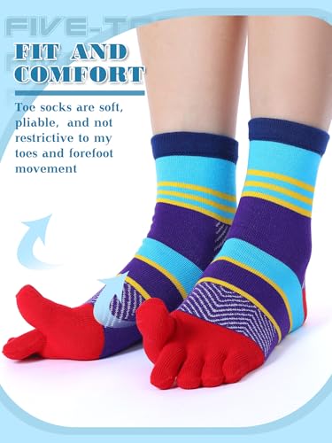 Image of Fourluoo 3 /6 Pairs Women Toe Socks Cotton Breathable Ankle Five Toe Socks for Men Women Athletic Running