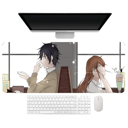 4 mm de espesamiento. Anime Horimiya Hori Kyoko Miyamura Izumi Yoshikawa Yuki Alfombrilla de ratón, 31,5 × 11,8 × 1,6 pulgadas (800×300×4 mm), fácil de limpiar, lavable, textura antideslizante