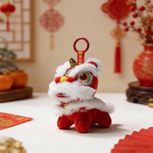 Angyape Cute Chinese Lion Dance Keychain Plush Purse Bag Charms for Handbags Backpacks Tote Bags Unique Lucky New Year Gifts - Image 5