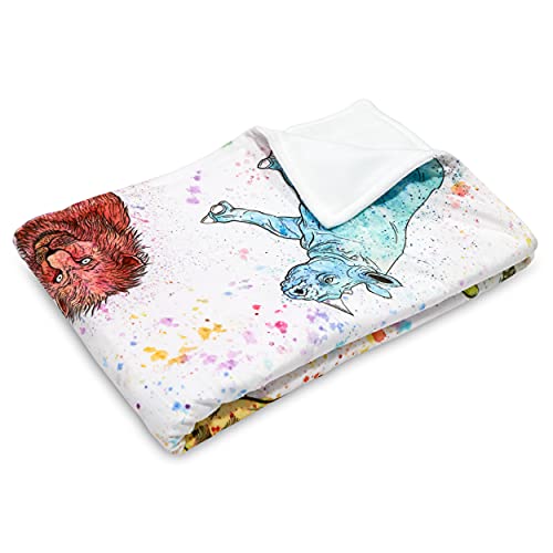 Colorful Animal Baby Blanket | 30 X 40 Inch | Extra Soft Minky Fleece | Unique Watercolor Design #TOP2