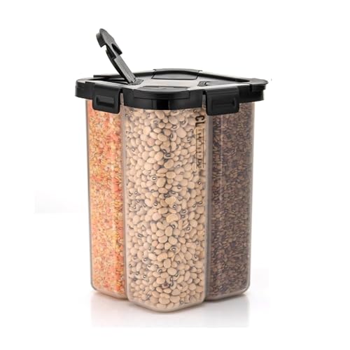 Image of 4 Section Storage Container 2000 ML | 4 in 1 Airtight Food Grain Storage Dispenser | Multi Compartment Container for Rice, Lentils, Beans & Cereals | BPA-Free Kitchen Organizer with Lid