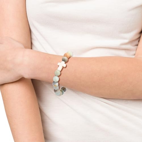YVVLEE 9Pcs Cross Bracelets for Women Men Natural Stone Beaded Christian Bracelets Set Religious Cross Beads Bracelet Faith Easter Bracelets Jewelry4