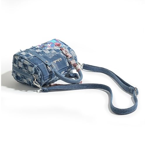 Cute Womens Purses and Handbags, Blue Denim Shoulder Bag Cartoon Crossbody Bags With Detachable Strap2