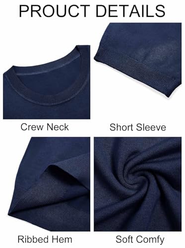 Image of Imily Bela Womens Summer Short Sleeve Sweater Dressy Casual Crew Neck Knit Tops Fashion Pullover Shirts