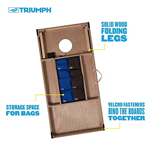 Image of Triumph Sports LED Regulation Cornhole Board Set with Light-Up Boards, 8 Weather-Resistant Cornhole Bags & Durable All-Wood Design Perfect for Tailgates, BBQs, Parties & Backyard Fun