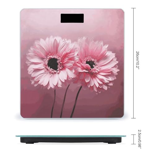 Báscula de baño digital con diseño floral rosa miniatura 2