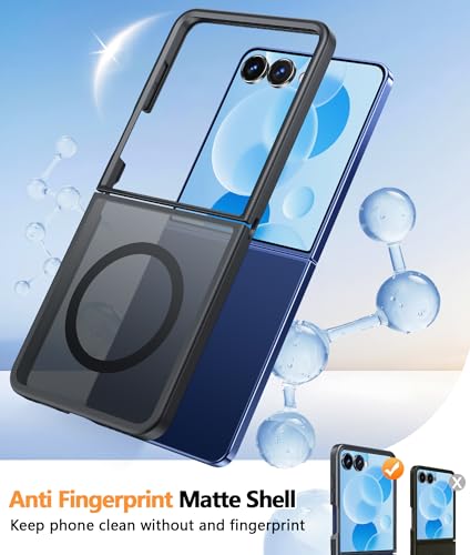 Image of FNTCASE for Samsung-Galaxy Z-Flip-7 Magnetic Case:Translucent Matte Textured Military Grade Drop Protection Phone Cover - Durable Rugged Shockproof Protective Bumper Cases