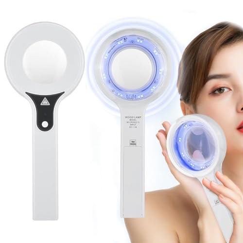 Woods Lamp Hudanalysator, 2-VäXlad HandhåLlen Uv-Exakt BäRbar FöRstoringsanalysmaskin FöR Huddiagnos, Visuell LinsföRstoring: 3 GåNger, Enknappsdrift