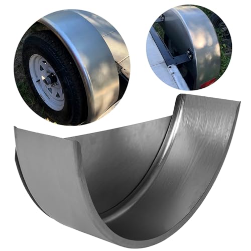 HECASA Steel Round Single Axle Trailer Fender and Fender Back Fits 14 to 16 Diameter Wheels - 32 x 9 x 15