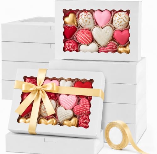 10 Pack Brownie Boxes with Window 12 X 8 X 2.5 for Cookie Baking Gift