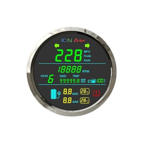 85mm オートバイ用 GPS スピードメーター 走行距離計 タイヤ空気圧 タコメーター レベルゲージ 電圧計 12V 24V バイク用 デジタルスピードメーター(BS)
