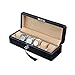 Produktbild N/B 6 Slots Lederuhrbox, Elegantes Uhrengehäuse, Uhrenhalter mit abnehmbaren Uhrenkissen, Uhrendisplay mit Samtfutter, Metallverschluss und Schlüsseluhr