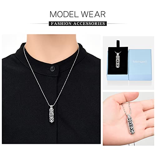 Imrsanl Cremation Urn Pendant Necklace with Hollow Cylinder Vial Keepsake Urn Cremation Jewelry Memorial Lockets for Ashes for Women Men4