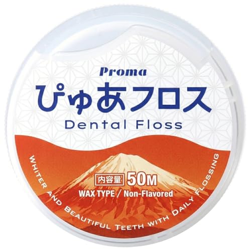 【ぴゅあフロス(赤富士)】 デンタルフロス 日本製 国産 歯間ケア ワックス 糸巻き 子供対応 初心者向け 矯正用対応 【50m】（Amazon）