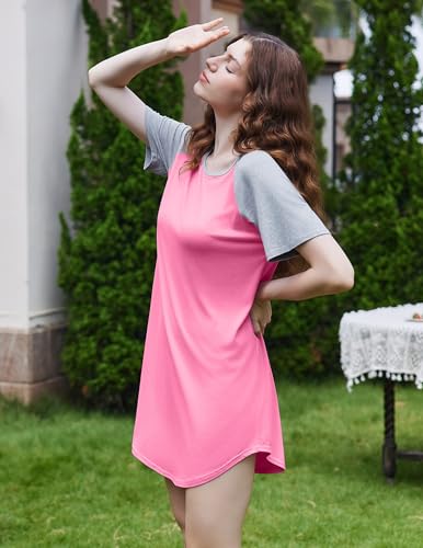 Image of Ekouaer Nightgowns for Women 3 Pack Sleep Shirts Short Sleeve Nightshirt Pullover Nightdress Soft Sleepwear