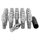 Wheel Accessories Parts 20 Pcs 12mm 1.25 Thread Acorn Seat Lug Bolt Car Spline 28mm Thread Length Chrome Fits Chrysler 200 | Dodge Dart | 2014+ Fiat 500 | 2016+ Jeep Cherokee | 2017 + Jeep Compass