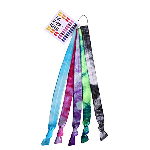 This Season's Colors Tie Dye No Crease Stretch Elastic Headband Hair Ties. Set of 5