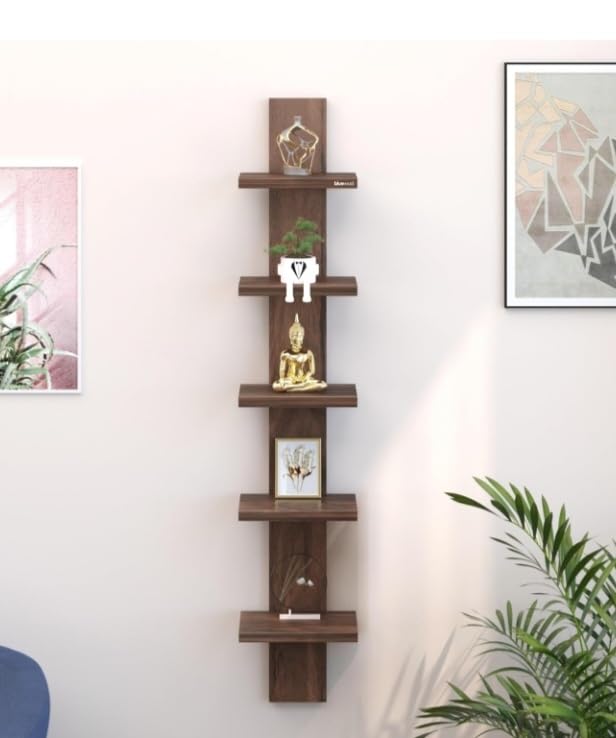 Prelaminated MDF Classic Elegant Floating Wall Shelf, Display Rack for Living Room, Home Decor, 5 Shelves-image-44