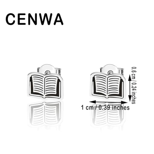 CENWA Book Stud Earrings Tiny Book Earrings Book Jewellery Bookish Gift for Book Lover2