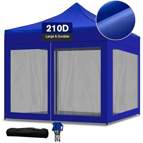 Anglerbasics 10'x10' Canopy Tent with Netting,Portable Instant Gazebo Easy Up Screen House Room Tent with Carry Bag,Fully Sealed,Waterproof,Height Adjustable,Mesh Sidewalls,for Outdoor, Garden, Patio Cover