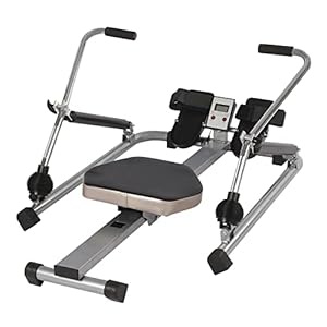Rudergerät mit LCD Monitor Leises Rudergeräte Einstellbarer Widerstand 15kg bis 55kg,Max Belastbarkeit von 180kg Heimrudergerät Fitness für Zuhause,Arm des Rudergerätes 360°