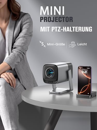 Smart Mini Beamer 4K Kompatibel mit Netflix & Dolby Audio, XuanPad 28000 Lumen Beamer mit TOF Autofokus & Trapezkorrektur, WiFi6 & Bluetooth, 210° Drehbarer Heimkino/Outdoor Projektor für Handy/PC – Bild 7