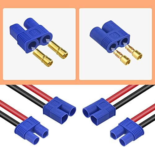 WMYCONGCONG 62 Pcs T-Plug EC3 XT60 Male and Female Adapter Connector with Silicone Wire and Heat Shrink Tube Replacement for RC ESC Lipo Battery Motor