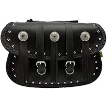 Dowco Willie & Max 58320-00 Warrior Series Synthetic Leather Straight Motorcycle Saddlebag Set, Black, Universal Fit, 10 Liter Each/20 Liter Total Capacity, 14 inch