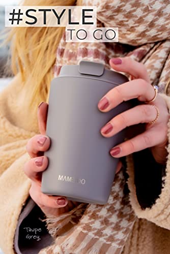 MAMEIDO Termo Cafe 350ml - Vaso Termico Antigoteo, Taza Termica acero inox sin BPA, Vaso Termo Cafe para llevar (Taupe Grey, 0,35l) - Imagen 4