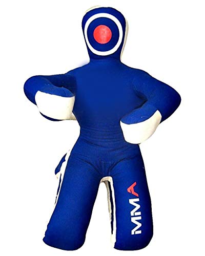 LEATHERAY MMA Martial Arts Brazilian Grappling Dummy Jiu Jitsu Punching Bag Sitting Position Blue Canvas- 70 inches