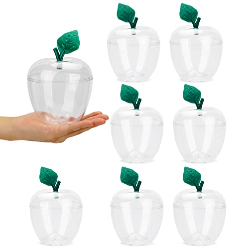 HANZE Large Clear Apple Container Back To School Teacher Gift - 8 Pack
