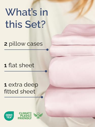 Image of Extra Deep Twin Sheet Set - 4 Piece Breathable & Cooling - Lavender Pink | Hotel Luxury Bed Sheets Set, Easy & Secure Fit, Ultra-Soft, Wrinkle & Fade Free, Comfy Sheets Set with Extra Deep Pockets