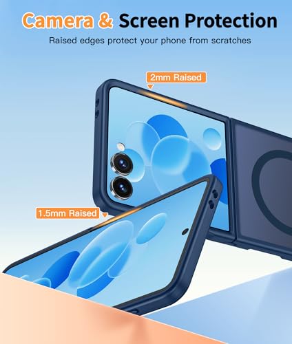 Image of FNTCASE for Samsung-Galaxy Z-Flip-7 Magnetic Case:Translucent Matte Textured Military Grade Drop Protection Phone Cover - Durable Rugged Shockproof Protective Bumper Cases