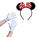 Oblique Unique® Damen Maus Mouse Kostüm Accessoire Set Rot Weiß Schwarz - Haarreifen mit Maus Ohren und Schleife Gepunktet + Handschuhe für Fasching Karneval Motto Party