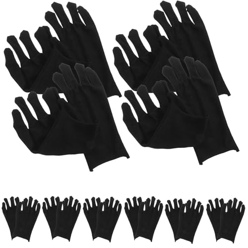 Guantes de algodón negro de trabajo con protección de corte y diseño grueso (12 pares)