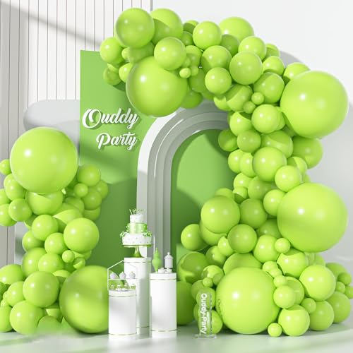 Image of Ouddy Party 129Pcs Lime Green Balloons Arch Garland Kit 18 12 10 5 Inch | Different Sizes 6Pcs 18 inch Light Fruit Neon Green Latex Balloons for Birthday Dinosaur Jungle Golf Party Decorations