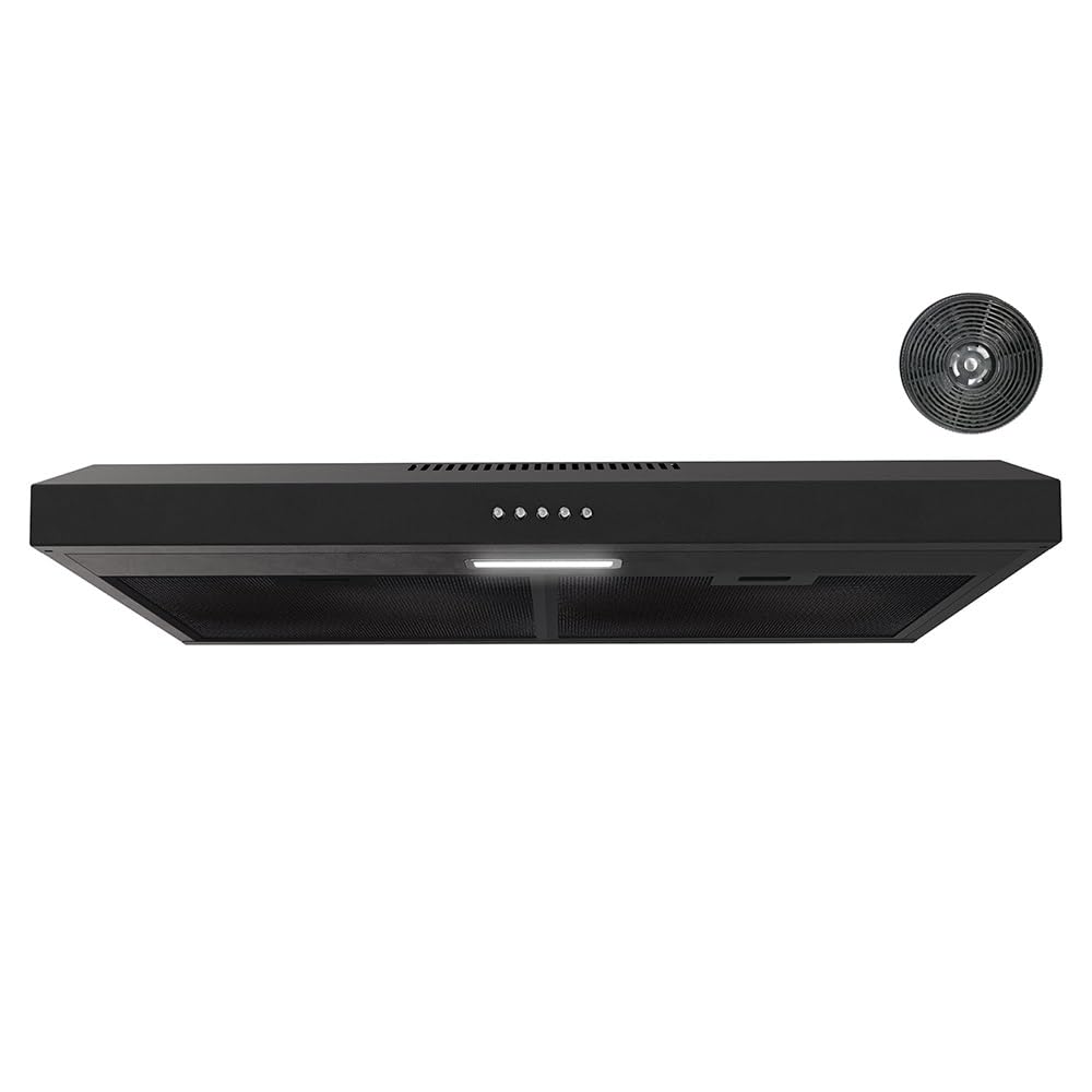 (Similarly)Streamline 30 in. Castellaro Ductless Undermount Range Hood in Grit Black with Mesh Filters, Push Button Control, LED Light