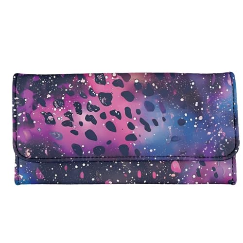 Image of AFPANQZ Starry Leopard Pattern Women Wallet Soft Leather Designe, Travel Party Shopping Outdoor Vintage Phone Holder Pockets