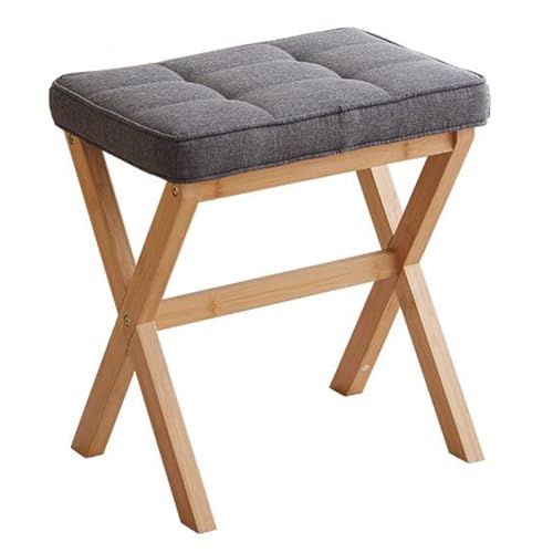 Otomano Taburete Reposapiés Plegable De Bambú Multifuncional, con reposapiés en X, reposapiés de Lino, For Sala Estar Accesorio para El Hogar,D