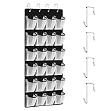 InterMaka Hanging Shoe Organizer Over the Door with 4 Sturdy Hooks, 24 Mesh Hanging Shoe Rack for Closet for Kids Women Men Shoes, Slippers, Cruise, Dorm, Sneakers -Black