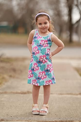 Image of Disney Stitch Princess Frozen Elsa Minnie Mouse Girls Tank Dress Sleeveless A-Line Sundress Summer Beach Clothes 2-9 Years