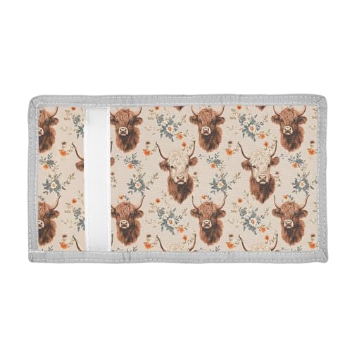 ALAZA Kids Wallets for Boys Girls Toddler Trifold Wallet Children Small Bison Cattle Red Flower with Zipper Coin Pocket2