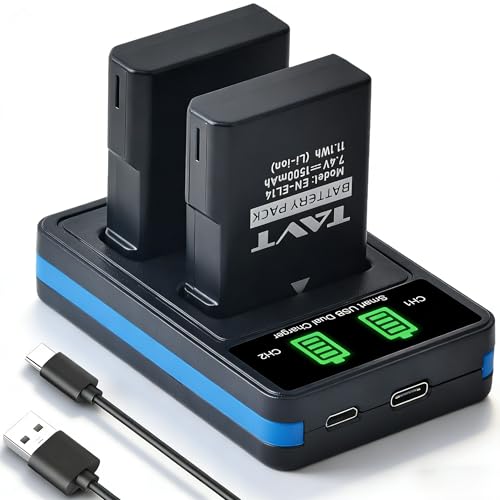 Lot de 2 Batteries EN-EL14 EN-EL14a et Chargeur pour Nikon D3100 D3500 D3400 D5500 D5300 D5600 D3300 D5200, Coolpix P7000 P7100 P7700 P7800